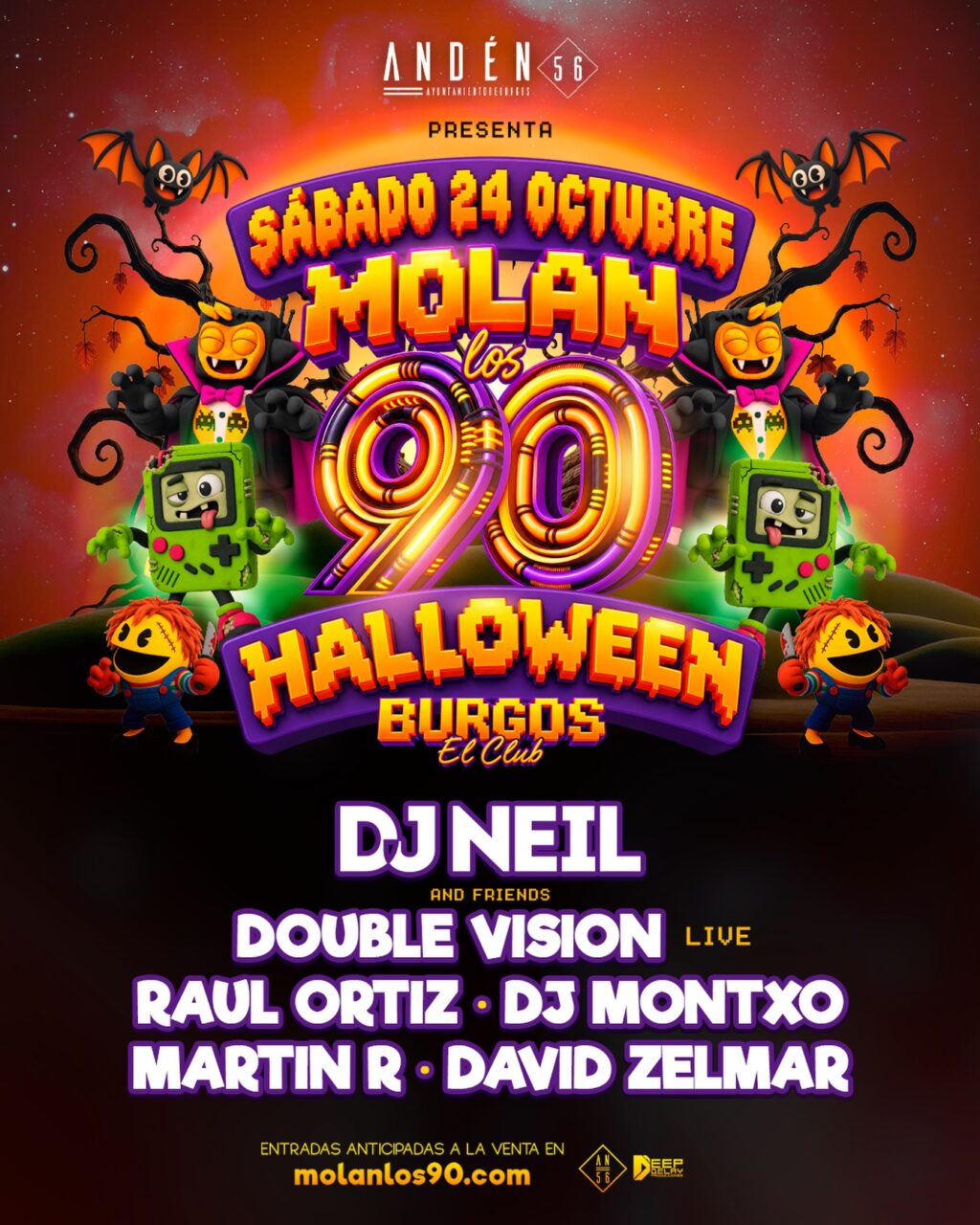 Fiesta de Halloween Molan los 90, 24 de octubre en Sala Andén 56, Burgos